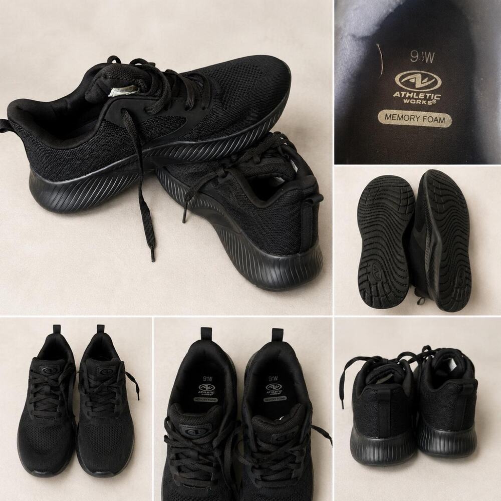 Man’s Athletic works black memory foam sneakers - US 9